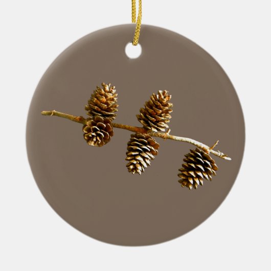 Dennenappels Keramisch Ornament (Voorkant)
