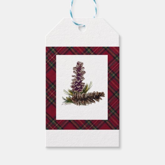 dennenappels & plaid cadeaulabel (Voorkant)