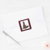 dennenappels & plaid vierkante sticker (Envelop)