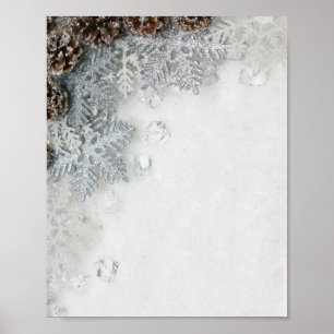 Dennenappels, Sneeuwvlokken Poster