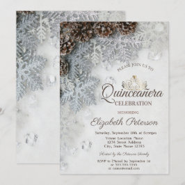 Dennenappels,Sneeuwvlokken,Tiara, Quinceañera  Kaart