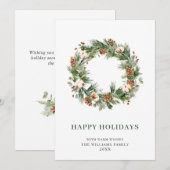 Dennenappels Sparrenkrans Prettig Kerstfeest Groet Feestdagenkaart (Voorkant / Achterkant)