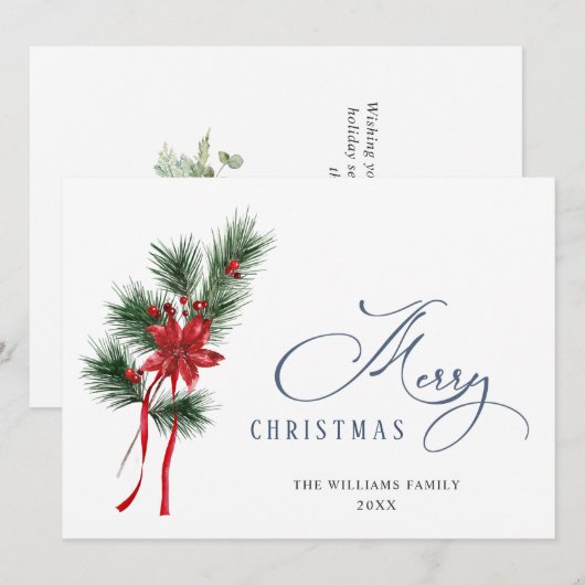 Dennenappels Sparrenkrans Prettig Kerstfeest Groet Feestdagenkaart (Voorkant / Achterkant)