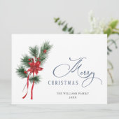 Dennenappels Sparrenkrans Prettig Kerstfeest Groet Feestdagenkaart (Staand voorkant)