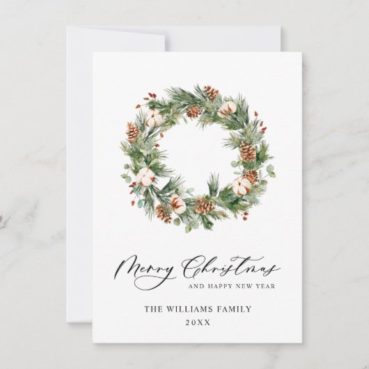 Dennenappels Sparrenkrans Prettig Kerstfeest Groet Feestdagenkaart (Voorkant)