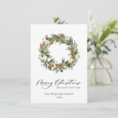 Dennenappels Sparrenkrans Prettig Kerstfeest Groet Feestdagenkaart (Staand voorkant)