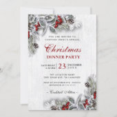 Dennenappels Tak Rustieke Kerst Diner Feest Kaart (Voorkant)