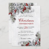 Dennenappels Tak Rustieke Kerst Diner Feest Kaart (Voorkant / Achterkant)