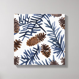 Dennenappels & Takken | Watercolor Winter Schilder Canvas Afdruk