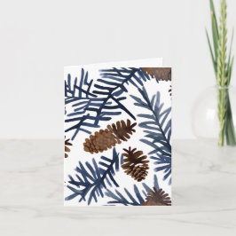 Dennenappels & Takken | Watercolor Winter Schilder Feestdagen Kaart