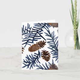 Dennenappels & Takken | Watercolor Winter Schilder Feestdagen Kaart