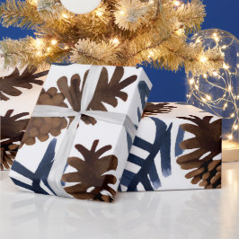 Dennenappels & Takken | Waterverf Winter Schilderi Cadeaupapier