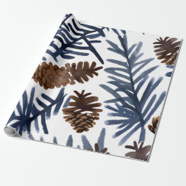 Dennenappels & Takken | Waterverf Winter Schilderi Cadeaupapier