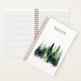 Dennenbomen Aquarel Spiraal Notebook  Notitieboek