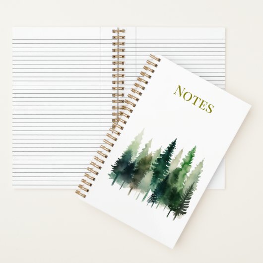 Dennenbomen Aquarel Spiraal Notebook Notitieboek (Binnen)