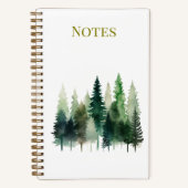 Dennenbomen Aquarel Spiraal Notebook Notitieboek (Voorkant)