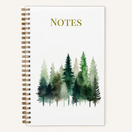 Dennenbomen Aquarel Spiraal Notebook  Notitieboek