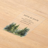 Dennenbomen Bos Bruiloft Save the Date Acryl Uitnodigingen (Laagn)