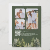 Dennenbomen Bos Foto QR Code Bruidsdouche Kaart (Achterkant)