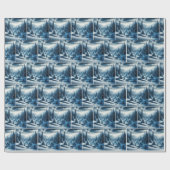 Dennenbomen in de bergvallei in de winter cadeaupapier (Vlak)