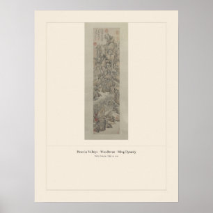 Dennenbomen in valleien - Wen Boren, Ming-dynastie Poster