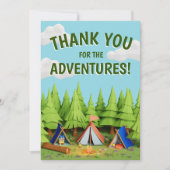 Dennenbomen Kids Avontuur Kampeer Verjaardagsfeest Bedankkaart (Voorkant)