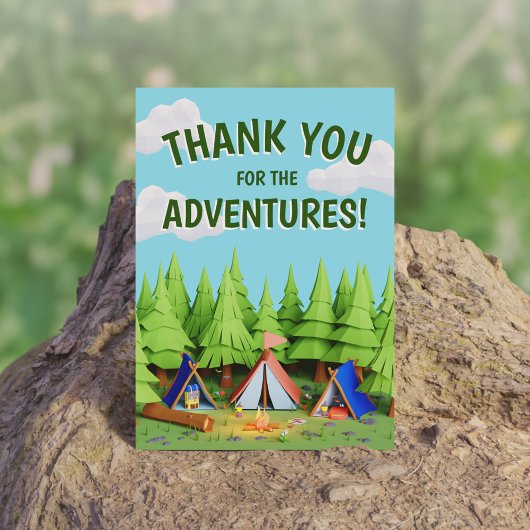 Dennenbomen Kinderen Avontuur Kamperen Verjaardags Bedankkaart