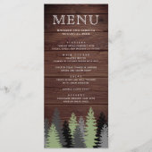 Dennenbomen Rustieke Houten Winter Huwelijk Menu (Voorkant)