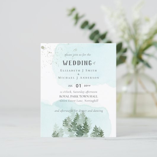 Dennenbomen Turquoise en Salie Bruiloft (Staand voorkant)