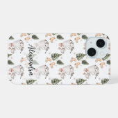 Dennenbomen, warme chocolade, schaatsen, cupcakes iPhone 15 case (Achterkant horizontaal)
