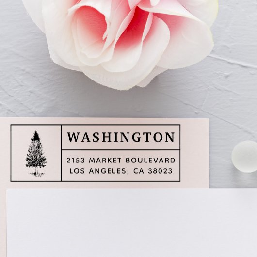 dennenboom | Aangepaste familienaam Retouradres Rubberstempel