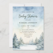 Dennenboom-babyshower waterverf winter uitnodiging (Voorkant)