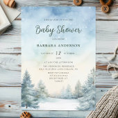 Dennenboom-babyshower waterverf winter uitnodiging
