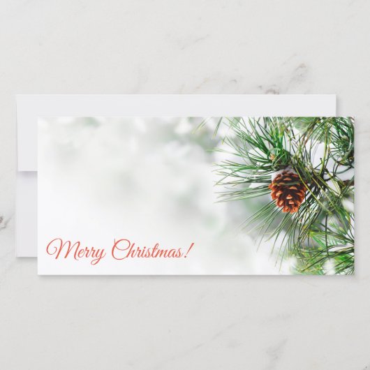 Dennenboom bedekt met sneeuw bedankkaart (Voorkant)