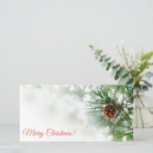 Dennenboom bedekt met sneeuw bedankkaart (Staand voorkant)