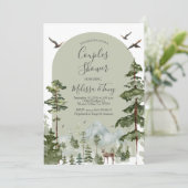 dennenboom bos berg paar douche bos kaart (Staand voorkant)