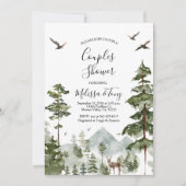 dennenboom bos berg paar douche kaart (Voorkant)