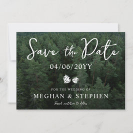 Dennenboom bossen bos achtergrond foto bruiloft save the date