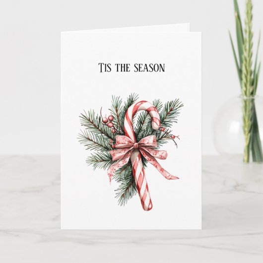 Dennenboom Candy Cane Rode Kerst Kaart (Voorkant)