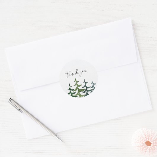 dennenboom | Dank u Ronde Sticker (Envelop)