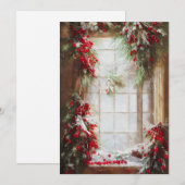 Dennenboom en bessen raam budget Kerstmis Feestdagenkaart (Voorkant / Achterkant)
