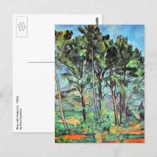Dennenboom met Viaduct van Paul Cezanne, Vintage K Briefkaart