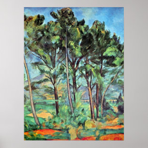 Dennenboom met Viaduct van Paul Cezanne, Vintage K Poster
