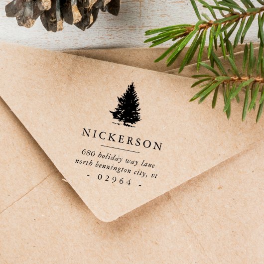 Dennenboom Retouradres Rubberstempel