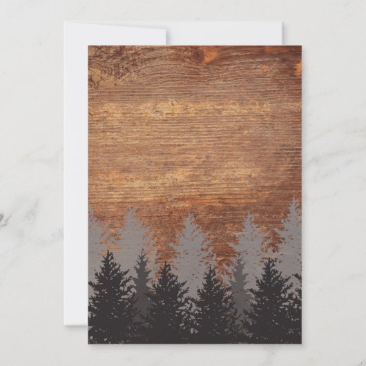 Dennenboom rustieke trouw uitnodiging (Achterkant)