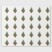 Dennenboom, Sinaasappel Cadeaupapier (Vlak)
