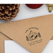 Dennenboom Winter Berg Familie Retouradres Rubberstempel