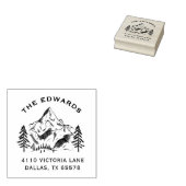 Dennenboom Winter Berg Familie Retouradres Rubberstempel (Gestempeld)