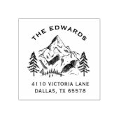 Dennenboom Winter Berg Familie Retouradres Rubberstempel (Afrduk)