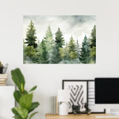 dennenboomafdruk | Winter Landschap Muurkunst Poster (Thuiskantoor)